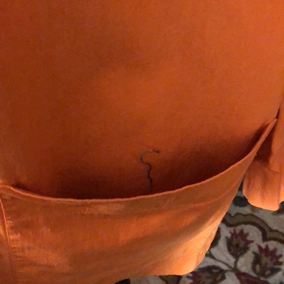 VINTAGE’80s Anne Klein II Size Medium 100% Silk Vivid Orange Longline Blazer - Picture 12 of 16
